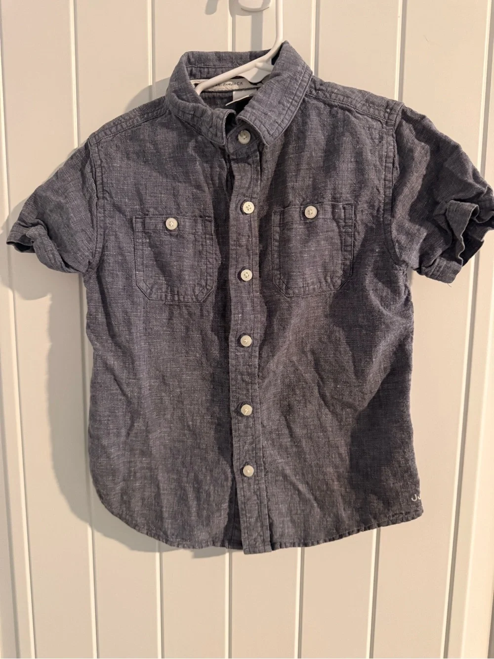 Janie and Jack Boys Linen-Blend Button-Up Shirt – Size 4